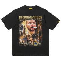 ผ้าฝ้าย 100%COTTON⊙Rock plan Stephen Curry พิมพ์ American retro เสื้อยืดชายนักรบผ้าฝ้ายครึ่งแขนเสื้อบาสเกตบอลผู้หญิง siz