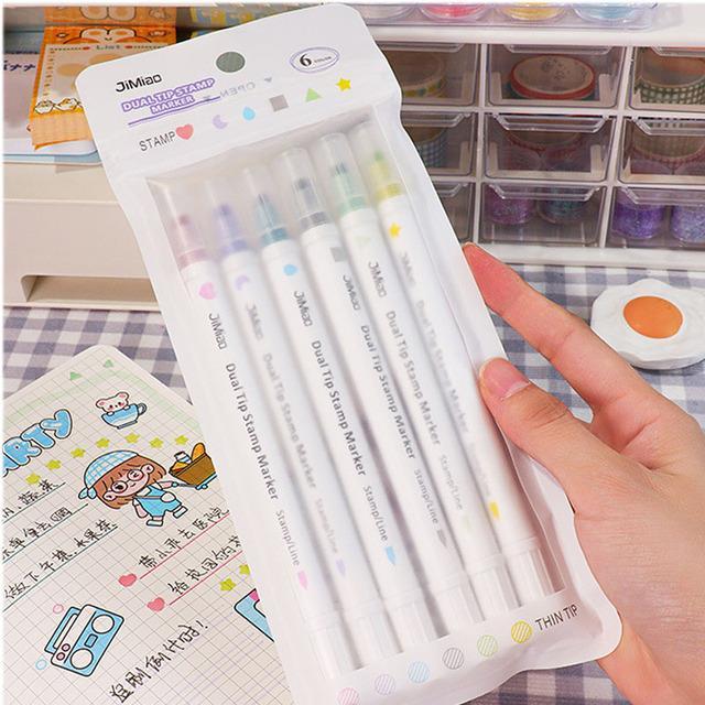 6-pcs-set-6-colors-stamp-double-headed-markers-cute-star-moon-heart-stamp-art-marker-highlighter-pen-for-notes-drawing-planner
