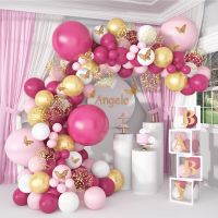 【LZ】▲  Macaron Pink Balloon Garland Arch Kit Decoração de Casamento Birthday Party Kids Baby Shower Girl 1st Birthday