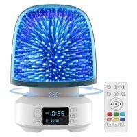 Night Light Bluetooth Speaker,360°Rotation 3D Effect Glass Starry Nightlight with Remote Control,Bedside Lamps