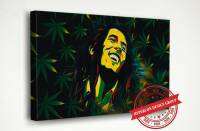 ศิลปะพื้นหลังใบกัญชา Bob Marley โปสเตอร์ภาพเขียนของขวัญโปสเตอร์ภาพเขียนตกแต่งศิลปะบนผนังสำหรับเครื่องตกแต่งฝาผนัง