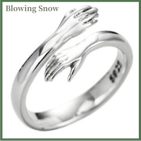 Blowing 925เครื่องประดับเงินสเตอร์ลิงรักกอดแหวน Retro Fashion Tide flow Open RING