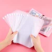 1pc Clear PVC A5 A6 A7 Binder Pockets Clear Zipper Folders For 6-Ring Notebook Binder Files Reports Binder