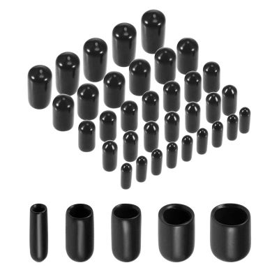 5-50pc Rubber end caps Rubber Cap Screw End Cap Cover Plastic Tube Hub Thread Protector Push-fit Caps for Pipe Round Black