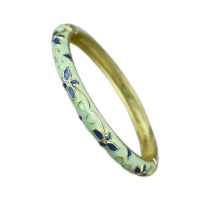 Colorful Cloisonne Narrow Clover celets Oval Women Enamel Spring Hinged Cuff Bangles Gilding Accessories Jewelry Gifts