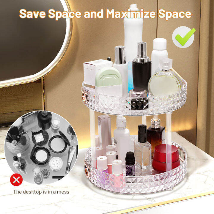 Rotating Makeup Organiser 1 Tier Skincare Organisers ， Bathroom