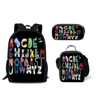 3D Printed Alphabet Lore Primary Middle School Students Boys Girls Anime Cartoon Schoolbag Laptop Backpack Lunch Bag Pen Case