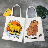 Capybara Cartoon Cute Animal Shopping Bag Capybaras Bolsas De Tela Shoulder Capibara Jute Bag Cotton Bag Jute Sacola Reciclaje