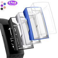 DLTECH 4Pack Screen Protector ใช้งานร่วมกับ Fitbit Charge 4 / Charge 3, TPU เคสครอบคลุมกันกระแทก All-Around ป้องกันกันชนชุบอุปกรณ์เสริมสำหรับ Charge 4 Smartwatch