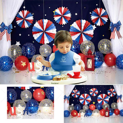 USA Photography Background Balloon American Flag 4th of July Party Kid Birthday Cake Smash Decoration Backdrops Photo Studio