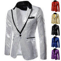 สไตล์ผู้ชาย Blazer Casual Slim ฟิตเนสอย่างเป็นทางการปุ่มเดียวชุดสำนักงาน Blazer Coat Top Sequins เสื้อสูท Masculino Blazers Men