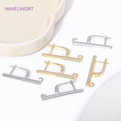 Fashion 18K Gold Plated Inlaid Zircon Earwires Fastener Earring Hooks Clasps For DIY Handmade Drop Earring  Making Accessories DIY accessories and oth