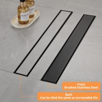 Stainless Steel Black SUS 304 Tile Insert Removable Anti Odor Linear Shower Room Kitchen Bathroom Conceal Floor Drain