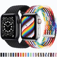 Tali jam nilon kepang Solo untuk Apple Watch tali arloji Ultra 8 7 41mm 45mm 49mm 6 5 4 SE 44mm 40mm elastis bisa disesuaikan iWatch 3 42mm