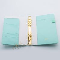 《   CYUCHEN KK 》2022 Abook Journal Notebook Planner Agendas A6 Mint Blue Gold Dot 6 Ring Binder Kawaii Diary อุปกรณ์สำนักงานน่ารักจัดส่งฟรี