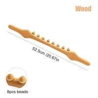 ‘；【-； 20/8 Beads Rolling Pin Universal Back Needle Massage Tendons Beech Wood Scraping Stick Point Treatment Guasha Relax Therapy Tool