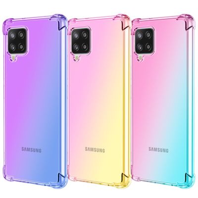 Case Samsung Galaxy A12 A22 A32 A42 A52 A72 5G Case Double Color Transparent Soft TPU Casing Anti-fall Gradient Mobile Case Phone Cover