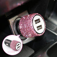 New Bling USB Car Charger 5V 2.1A Dual Port Fast Adapter Pink Car Decor Car Styling Diamond Car Accessories Interior for Woman