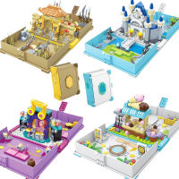 Castle Storybook Adventures Creative Building Blocks Brick Ice Cream Shop Princess Book Playset Construction Toys Gift