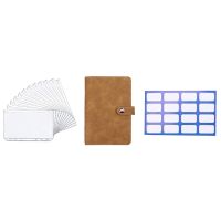 Brown Budget Binder, PU Leather Wallet for Cash Vouchers, Planner Notebook Cover with 12 Zip Envelopes