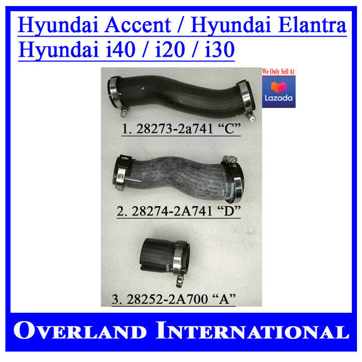 HOSE INTERCOOLER (Sold By Piece) Intercooler Hose "A" 282522A700 / Lower Hose "C" 282732A741