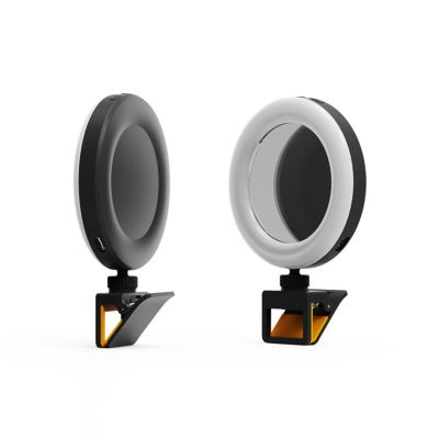 Rechargeable Clip Fill Video Light with Mirror High Power 5 Levels of Dimming for Phone Webcams and Cameras