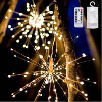 200LED Firework Lights Starburst Fairy Lights Copper Wire Lights 8 Modes Hanging Christmas Lights for Party Patio Bedroom Decor