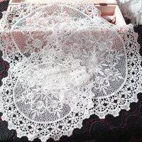 WEIR 8pcs โพลีเอสเตอร์ ที่รองแก้วลูกไม้ กลมกลมๆ สีขาวขาว ตาราง doilies เรียบง่ายแบบชนบท การตกแต่งผ้า แผ่นรองจานลูกไม้ อุปกรณ์สำหรับห้องครัว