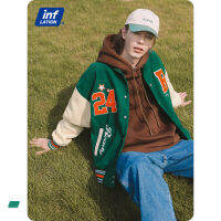 Reka Bentuk Inflasi Hijau Er แจ็คเก็ต Pasangan วินเทจวาร์น่าบ็อก Jaket Baseball สำหรับทุกเพศเสื้อนอกขนแกะเทศกาล