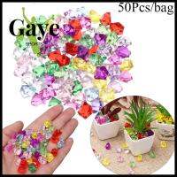 GS 50Pcs/bag งานฝีมือ DIY ศิลปะ ภูมิทัศน์พิพิธภัณฑ์สัตว์น้ำ ก้อนหินปูถนน สีสัน เครื่องประดับจัดงานแต่งงาน ฟิลเลอร์แจกัน ก้อนน้ำแข็งคริสตัล ก้อนกรวด หินเทียม