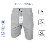 Quần short đũi nam E-COL vải đũi xước NHẬT co giãn thoải mái vận động