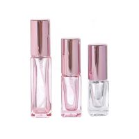 10pcs/lot 5ml 10ml Transparent Glass Spray Bottle Sample Glass Vials Portable Perfume Atomizer Gold rose gold Cap