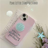 Pink Letters Starfish Shell Bracket Phone Case for Iphone 14promax New 13 Hard Case 12 Female 11