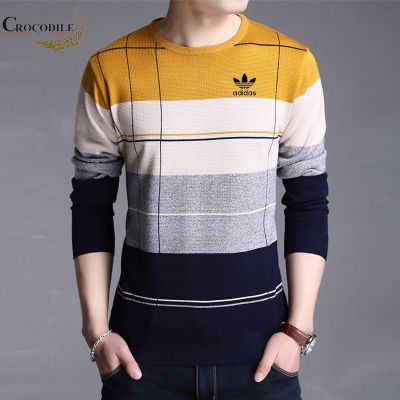 CODTheresa Finger Autumn Mens Color Matching Thin Sweater Fashion Casual Sweater Long-sleeved Round Neck Sweater