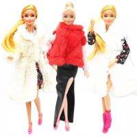 1/6 BJD Clothes Winter Fur Jacket Dress for Barbie Doll Outfits Set Coat Parka Fashion Dresses 11.5 quot; Dolls Accessories Kids Toys