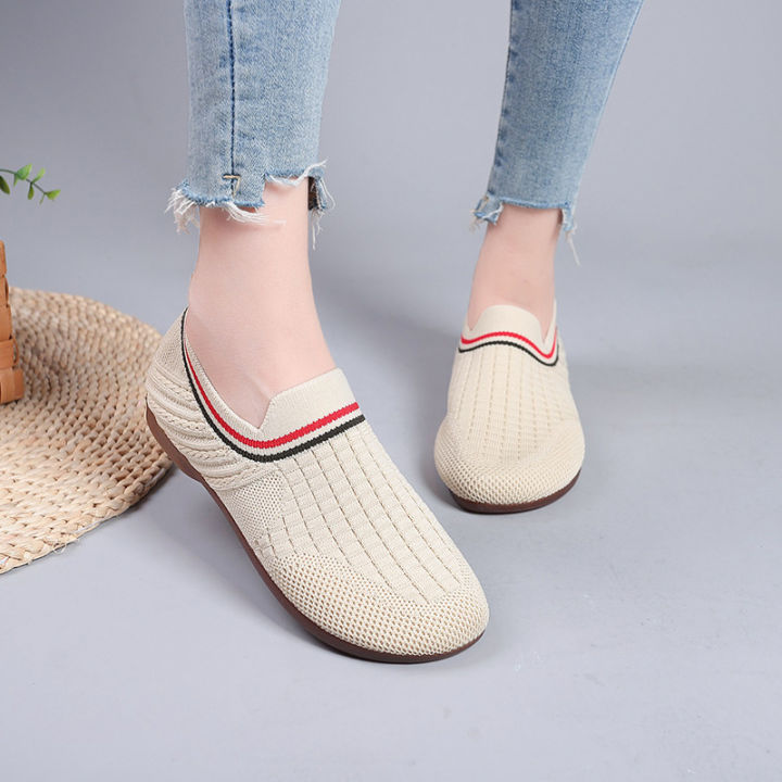 knitted-casual-flat-sole-single-shoes-for-women-in-the-autumn-of-2023-new-shallow-cut-one-legged-round-toe-knitted-bean-shoes