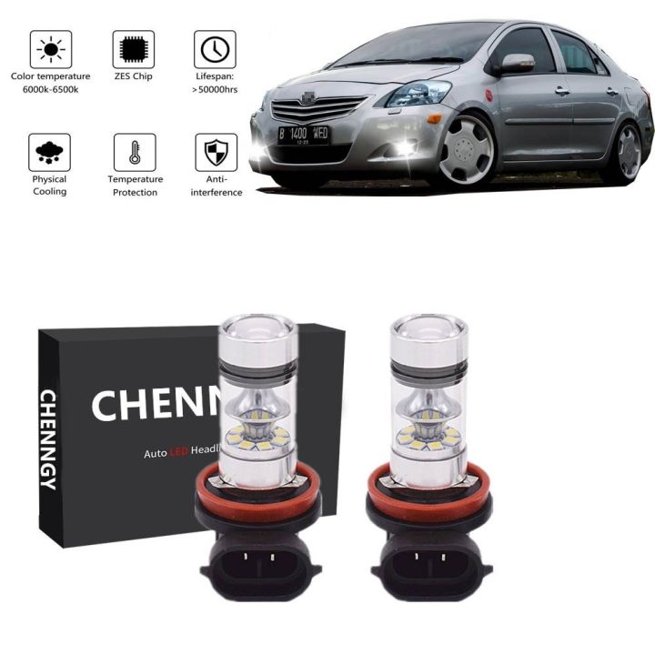 new-หลอดไฟตัดหมอก-led-h11-6000k-สีขาว-สําหรับ-toyota-vios-2007-2013-2-ชิ้น