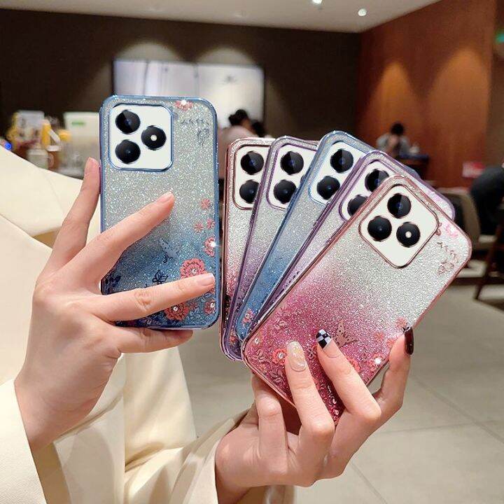 เคสกลิตเตอร์สำหรับ-realme-c53-c55-c33-c35-4g-nfc-realmec53-2022ซิลิโคน-tpu-ยืดหยุ่นฝาหลังอ่อนนุ่มเคสกันกระแทกมือถือแวววาวปกป้องดอกไม้ไล่ระดับสี