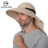 Summer Sun Hat Men Women Cotton Boonie Hat with Neck Flap Outdoor UV Protection Large Wide Brim Hiking Fishing Safari Bucket Hat