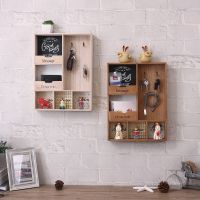 Wood Storage Rack three Layer Hook Hanging Wall Decoration Sundries Holder Living Room Keys Holder Kitchen Vestibule Porch Box