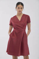 ESPADA เดรสสั้นทรงไขว้ทับ ผู้หญิง สีแดง | Short Wrap Dress | 1018