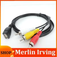 Merlin Irving Shop 5ft 1.5m USB A Female to 3 RCA male plug to usb AV Video connector Cable Lead converter PC TV Aux Audio adapter