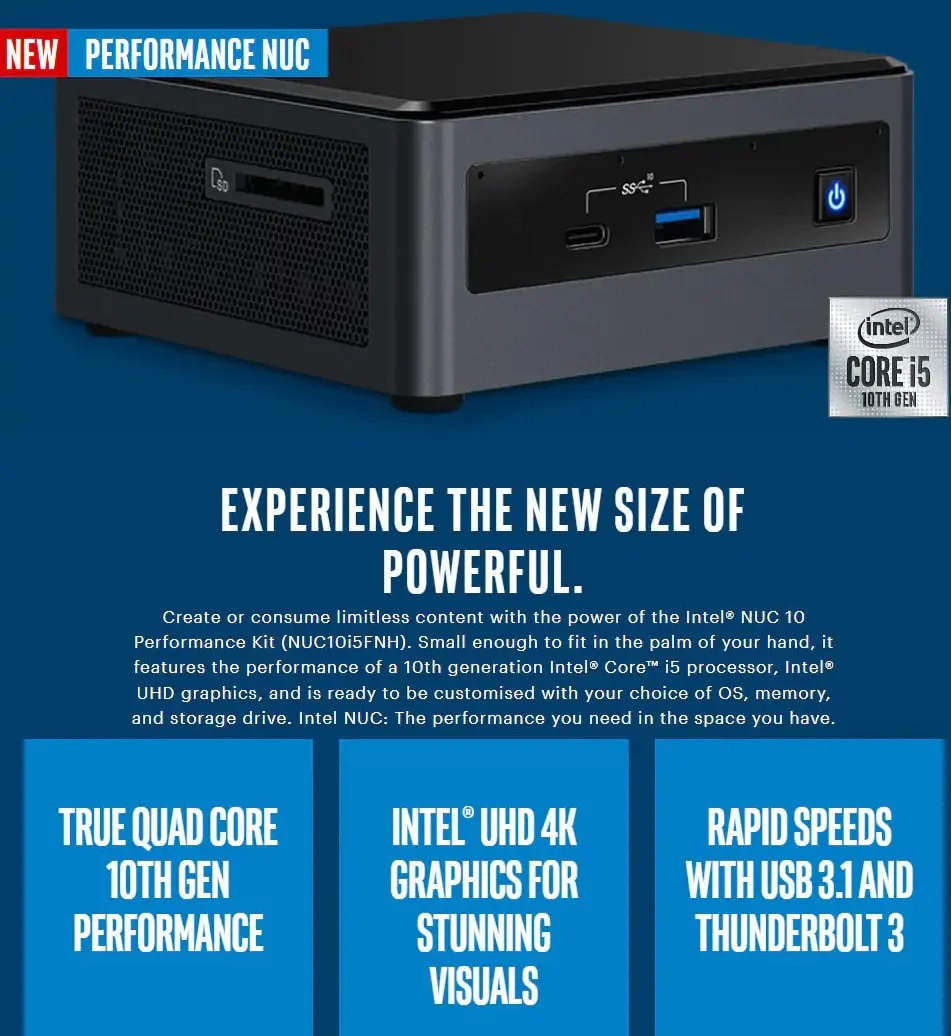 サイトをご Intel NUC10i5FNH 10th Gen Home ＆ Business Mini Desktop i5-10210U