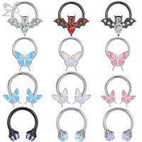 ZS 1PC 16G Butterfly Dragon Septum Nose Ring for Women Stainless Steel Nose Piercing Ear Helix Tragus Conch Piercing 8MM/10MM