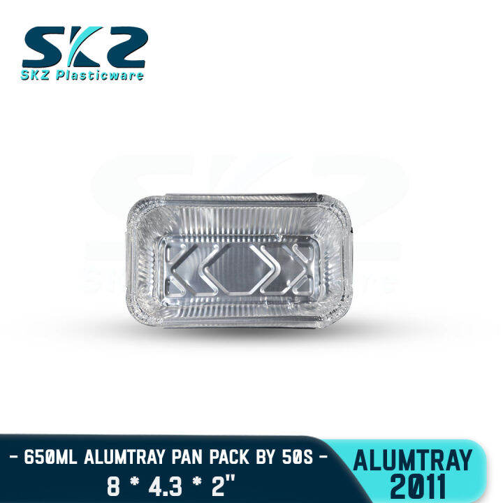 SKZ ALUMINUM FOIL TRAY 650ML [2011] RECTANGULAR ALUMTRAY WITH LID 10PCS