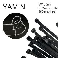 250PCS 6x150mm National Standard Nylon Cable Tie Black White Wire Tape Plastic Computer Line Bundles For Wires Tidy