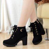 ✨SALE✨ HOT Girl Women High Top Heel Lace Up Ankle Boots Suede Shoes Martin Boots