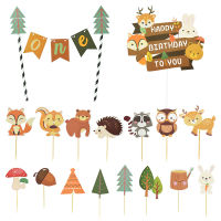 1 ชุด Forest Party สัตว์ Cupcake Topper การ์ตูนสัตว์ Theme เค้ก Toppers เด็กวันเกิดตกแต่ง Baby Shower Supplies-iold57 mall