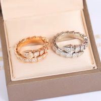 {BUSA Fashion Accessories} 925 Silver Gold Plated Narrow Diamond Snake Ring European And American Trend Ladies Fashion Brand Jewelry Gift