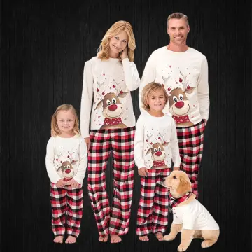 2023 Family Christmas Pajamas Matching Set Xmas Deer Print Pijamas Mother  Daughter Father Son Outfit Family Homewear Suit